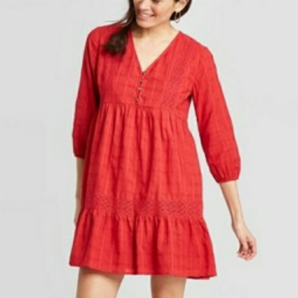 Knox Rose Tiered Mini Dress - Red
